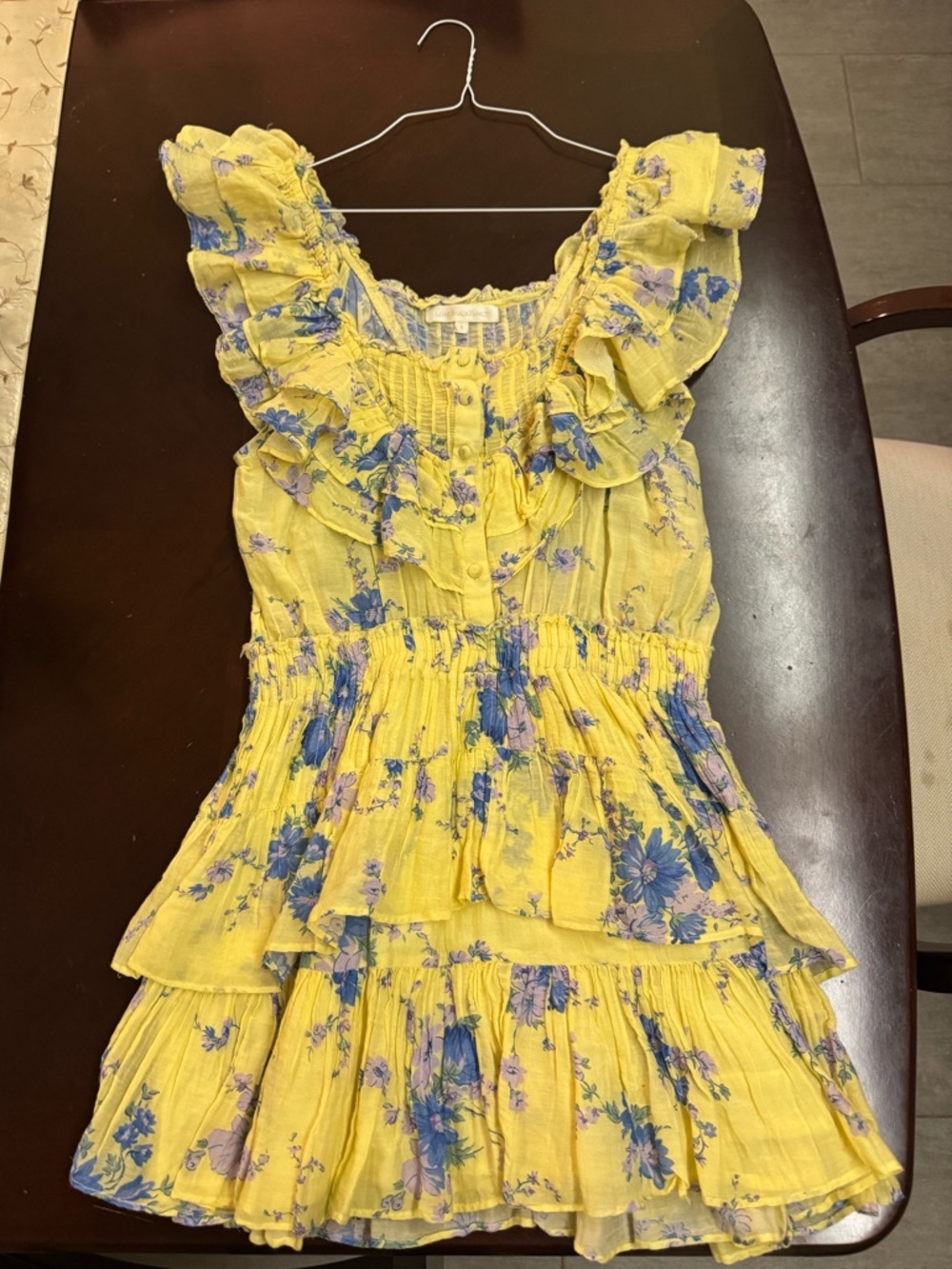 LoveShackFancy Fatima Dress in the Sunshower Garden print